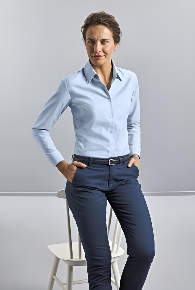 Ladies` Long Sleeve Oxford Bluse