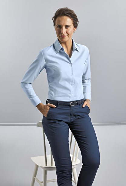Ladies` Long Sleeve Oxford Bluse